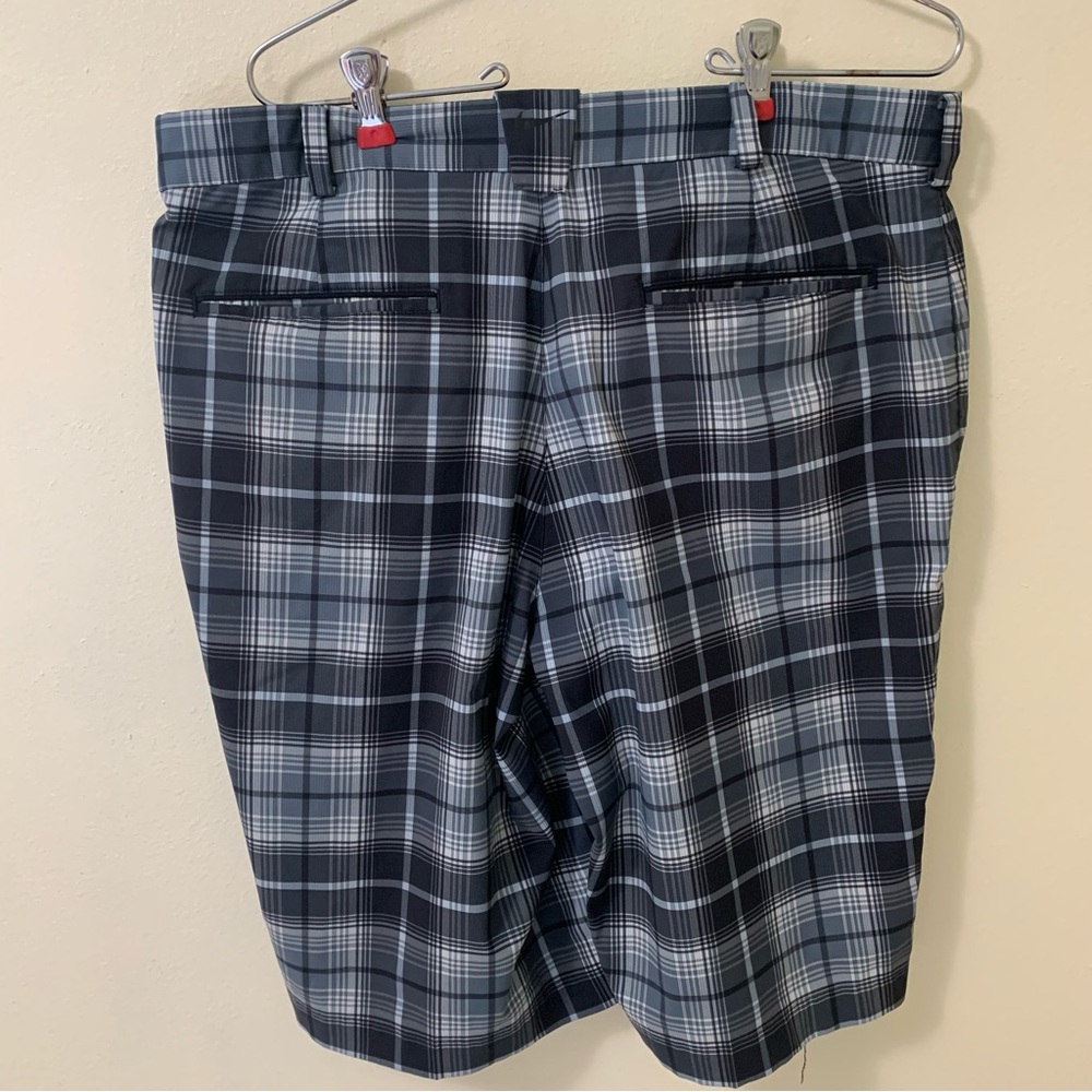 Nike Black, White and Grey Plaid DriFit Performance Golf Shorts 34